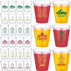 Christmas shot glasses plastic, NEW, over 80